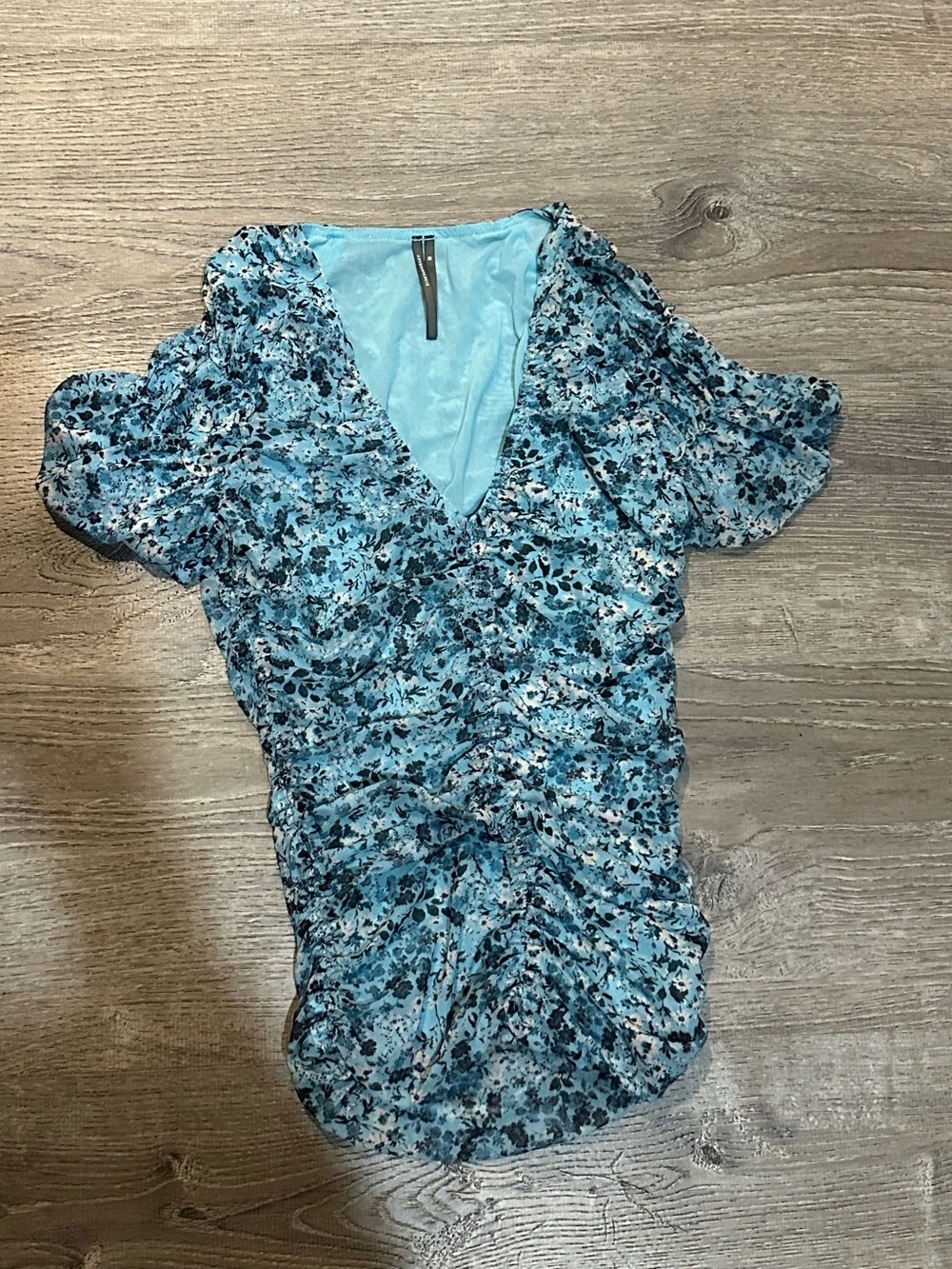 Anthropologie Blue Floral Ruffle Mini Dress Women’s Size XS